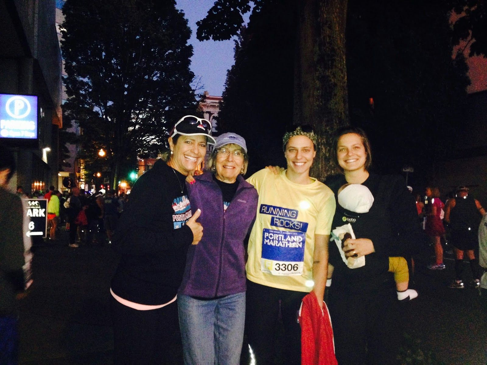 Runner with family before the race, smiling